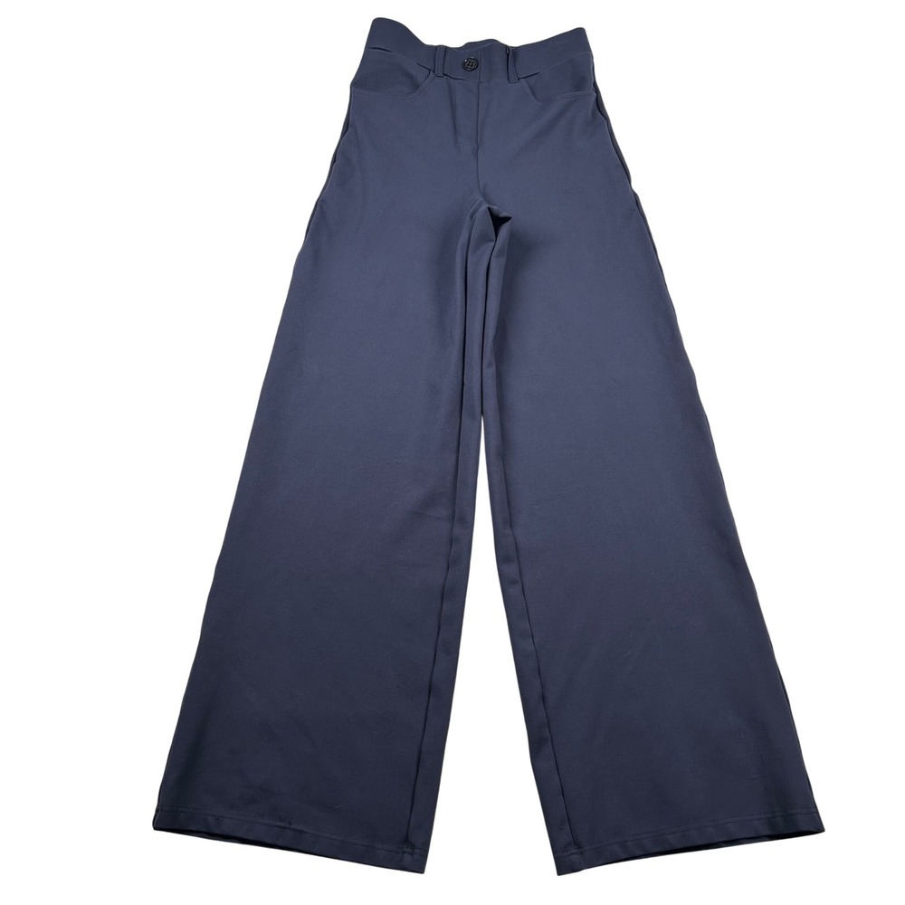 Betabrand Pants Womens XS Wide Leg High Rise Ponte Yoga Pants Navy W1684-NAV